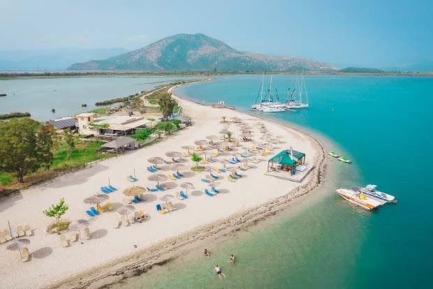 Aerial view of Iggy Beach in Greece