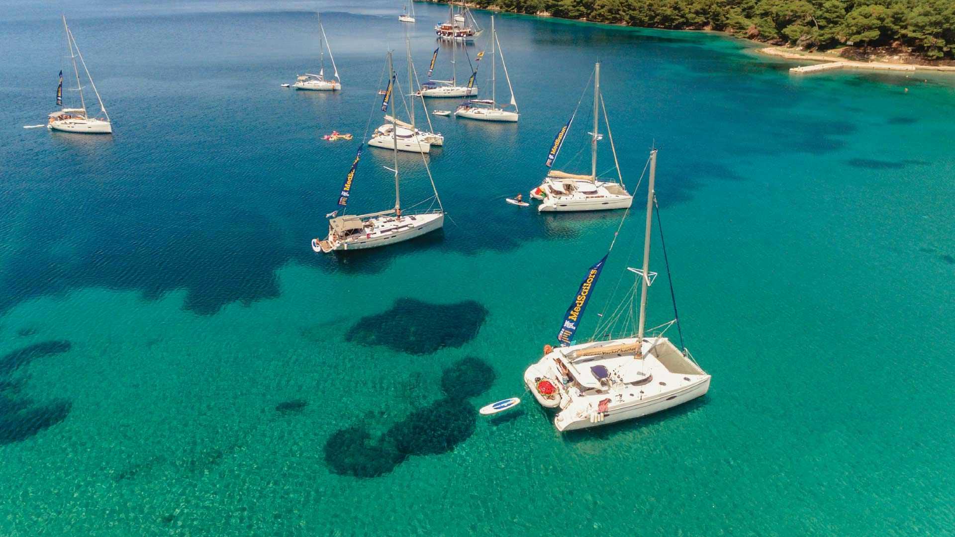 MedSailors yachts anchored in a bay in Croatia
