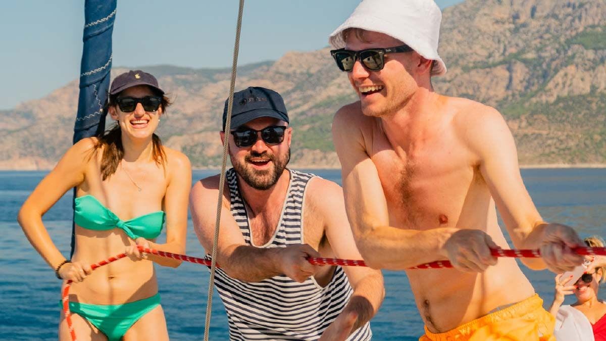Group of people learning to sail in Croatia