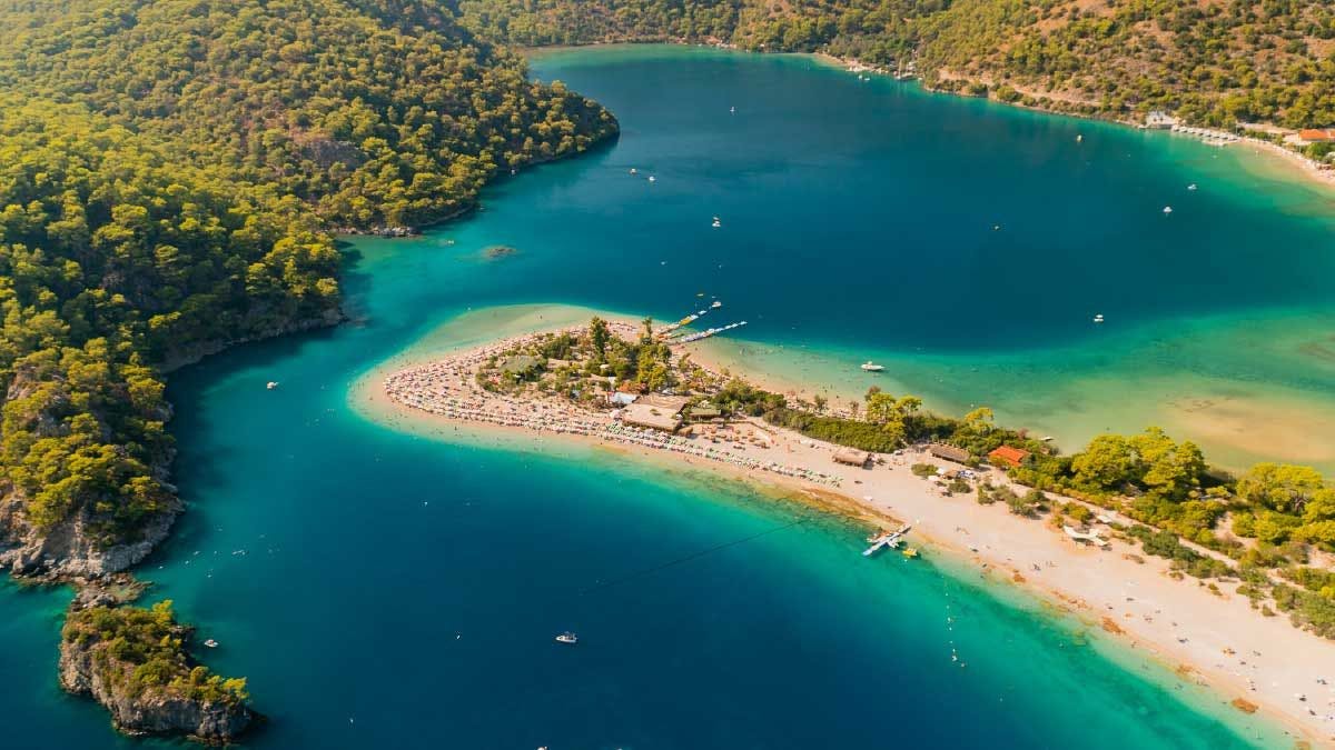The blue lagoon at Oludeniz in Turkey