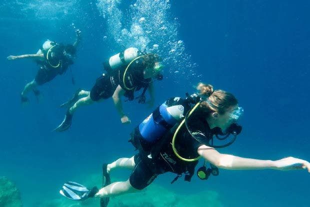 Photo of Scuba divers in Greece Saronic near Agistri.