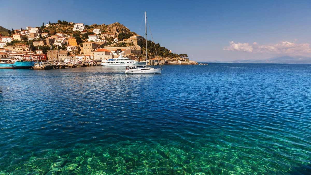 The coastline of Hydra in Greece